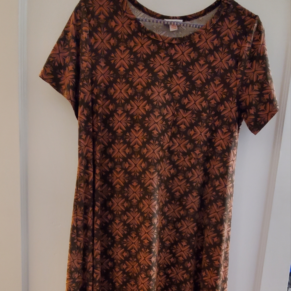 LLR LuLaRoe brown with pink print dress